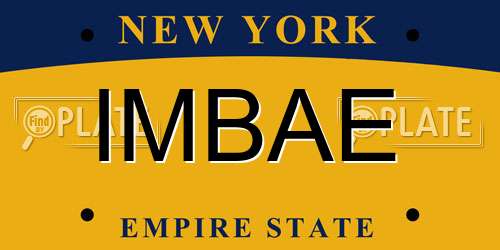 IMBAE New York License Plate