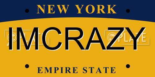 IMCRAZY New York License Plate