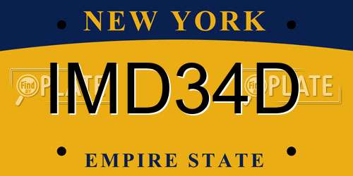 IMD34D New York License Plate