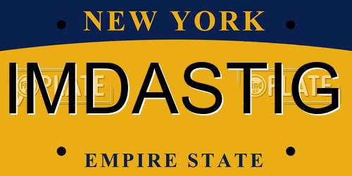 IMDASTIG New York License Plate