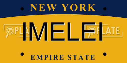 IMELEI New York License Plate