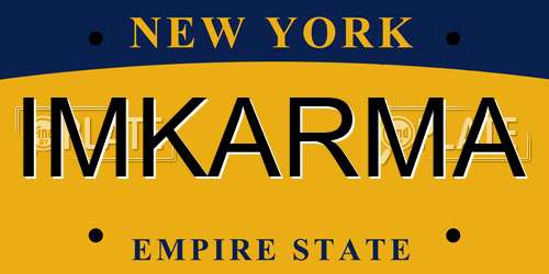 IMKARMA New York License Plate