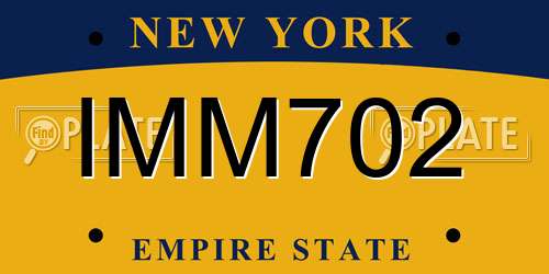 IMM702 New York License Plate