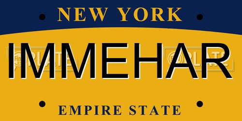 IMMEHAR New York License Plate