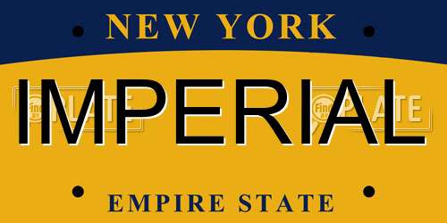 IMPERIAL New York License Plate