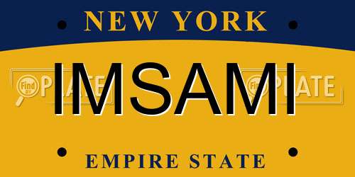 IMSAMI New York License Plate