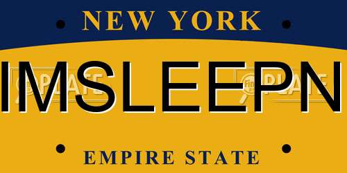 IMSLEEPN New York License Plate