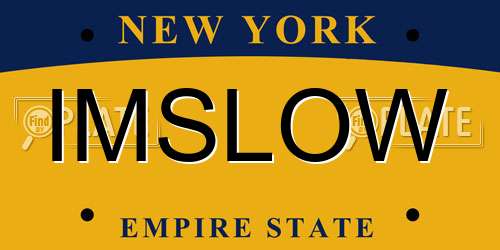IMSLOW New York License Plate