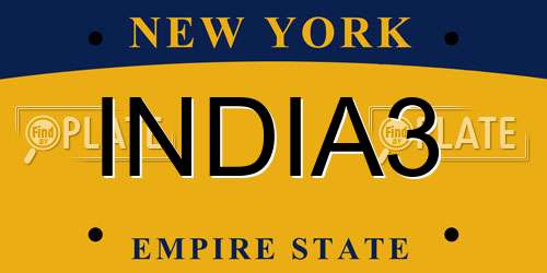 INDIA3 New York License Plate