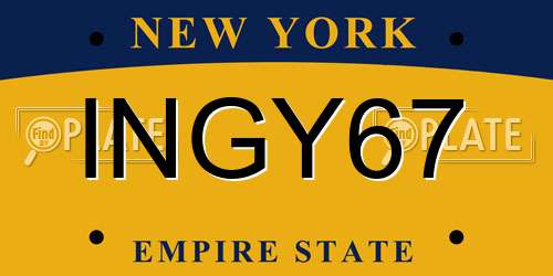 INGY67 New York License Plate