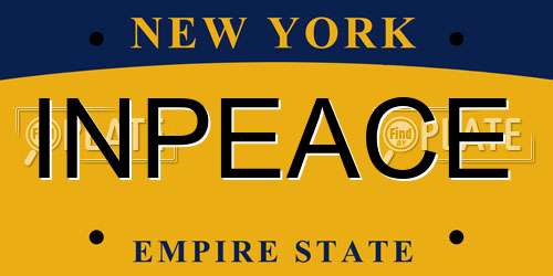 INPEACE New York License Plate