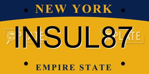 INSUL87 New York License Plate