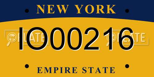 IO00216 New York License Plate