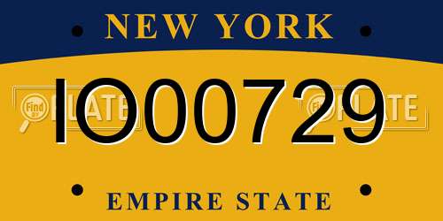 IO00729 New York License Plate
