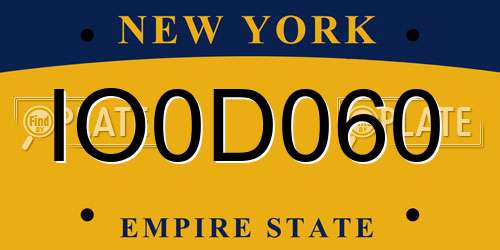 IO0D060 New York License Plate