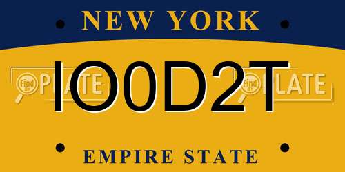 IO0D2T New York License Plate