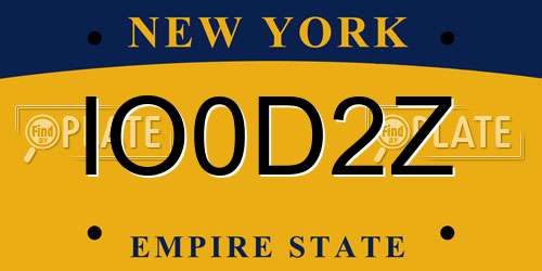 IO0D2Z New York License Plate