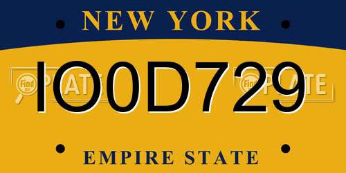 IO0D729 New York License Plate