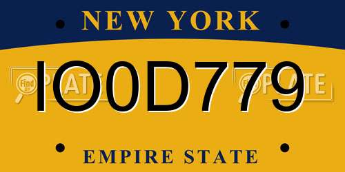 IO0D779 New York License Plate