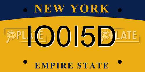IO0I5D New York License Plate