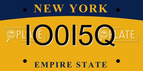 IO0I5Q New York License Plate