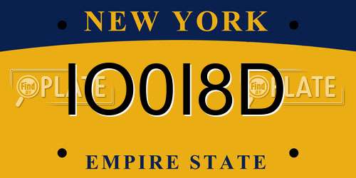 IO0I8D New York License Plate