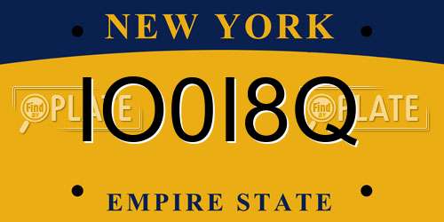 IO0I8Q New York License Plate