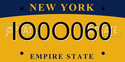 IO0O060 New York License Plate
