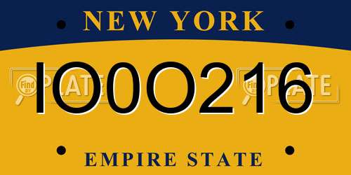 IO0O216 New York License Plate
