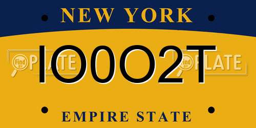 IO0O2T New York License Plate