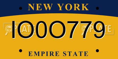 IO0O779 New York License Plate