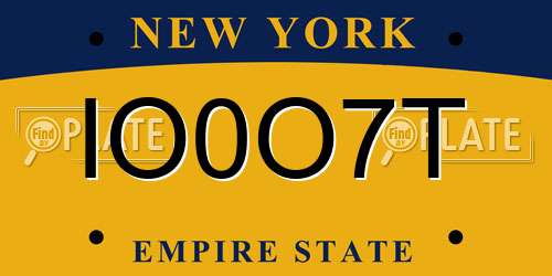 IO0O7T New York License Plate