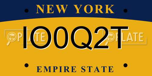 IO0Q2T New York License Plate