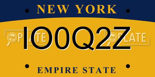 IO0Q2Z New York License Plate