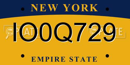IO0Q729 New York License Plate