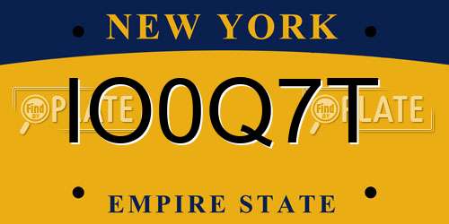 IO0Q7T New York License Plate