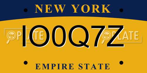 IO0Q7Z New York License Plate
