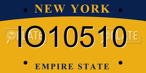 IO10510 New York License Plate