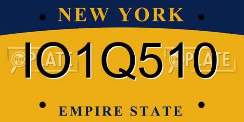 IO1Q510 New York License Plate