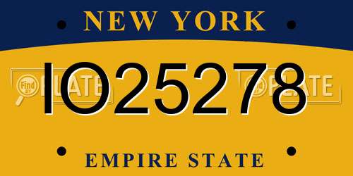 IO25278 New York License Plate