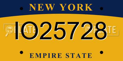 IO25728 New York License Plate