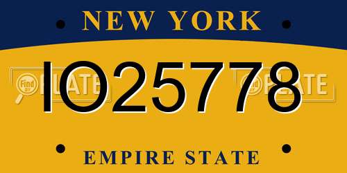 IO25778 New York License Plate