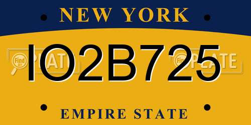 IO2B725 New York License Plate