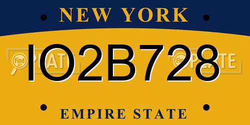 IO2B728 New York License Plate