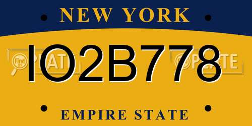 IO2B778 New York License Plate