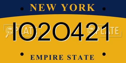 IO2O421 New York License Plate