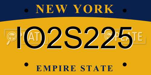 IO2S225 New York License Plate