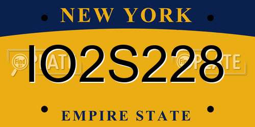 IO2S228 New York License Plate