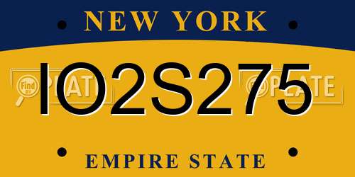 IO2S275 New York License Plate