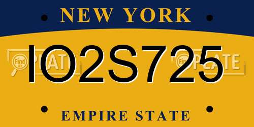 IO2S725 New York License Plate